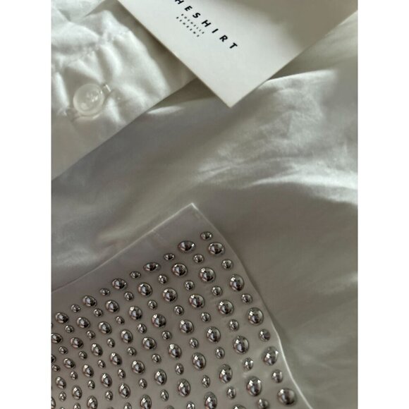The Shirt Rochelle Behrens The Boyfriend Shirt White Metal studs chest pocket- S - Picture 7 of 8